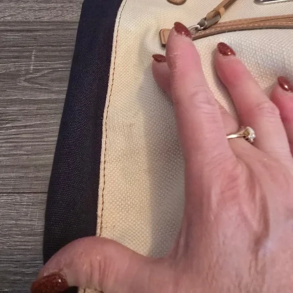 Relic Floral Applique Canvas Satchel Purse Acrylic Handle Handbag Bag - Picture 4 of 9